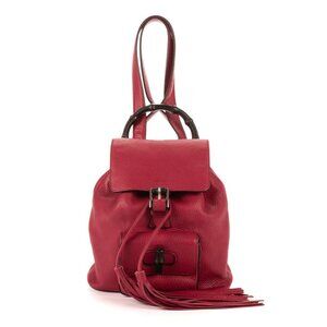 Gucci Bamboo Backpack Tassel Fu Shagrain Leather Fuchsia